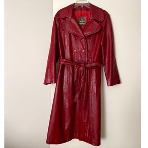 24k Leather by dan di modes  Vintage Leather Trench Coat - Wine, size 12